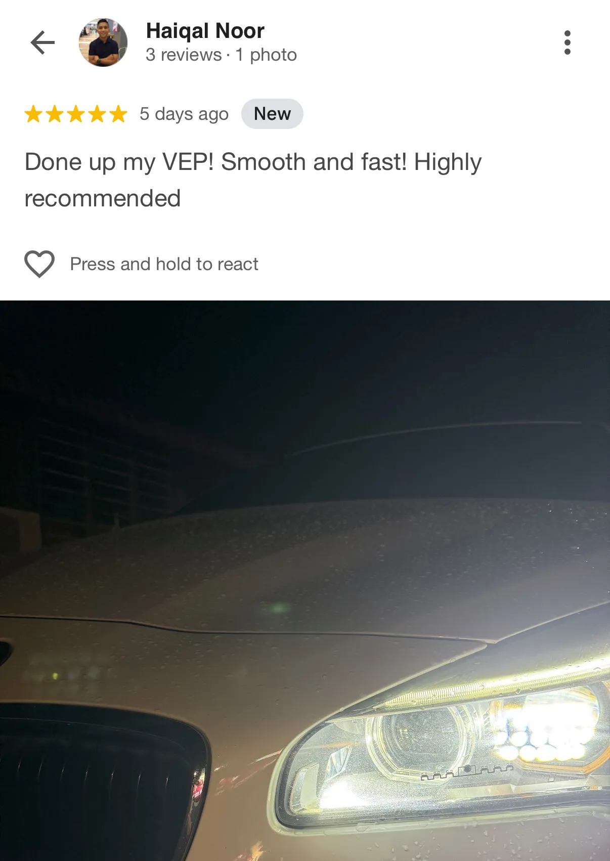 David Ho Google Review